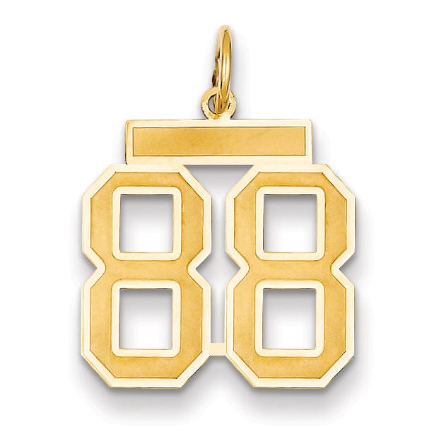 Lovely Rita's Pendants & Charms 14k Yellow Gold Satin Brush Finish Medium Size Number 88 Charm Pendant