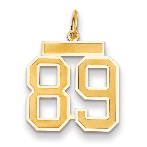 Lovely Rita's Pendants & Charms 14k Yellow Gold Satin Brush Finish Medium Size Number 89 Charm Pendant