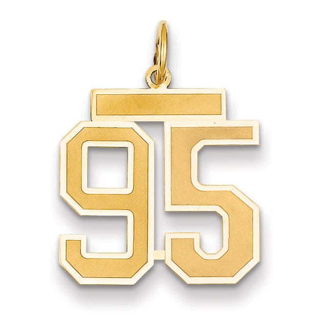 Lovely Rita's Pendants & Charms 14k Yellow Gold Satin Brush Finish Medium Size Number 95 Charm Pendant