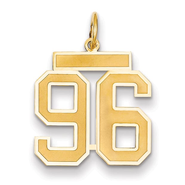 Lovely Rita's Pendants & Charms 14k Yellow Gold Satin Brush Finish Medium Size Number 96 Charm Pendant
