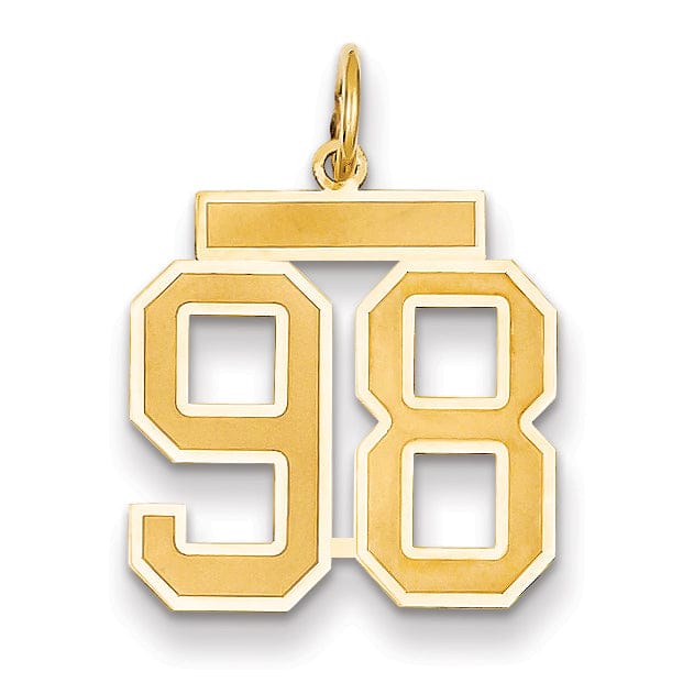Lovely Rita's Pendants & Charms 14k Yellow Gold Satin Brush Finish Medium Size Number 98 Charm Pendant