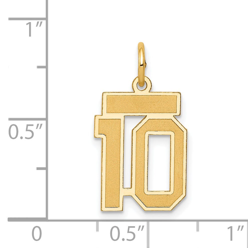 Lovely Rita's Pendants & Charms 14k Yellow Gold Satin Brush Finish Small Size Number 10 Charm Pendant
