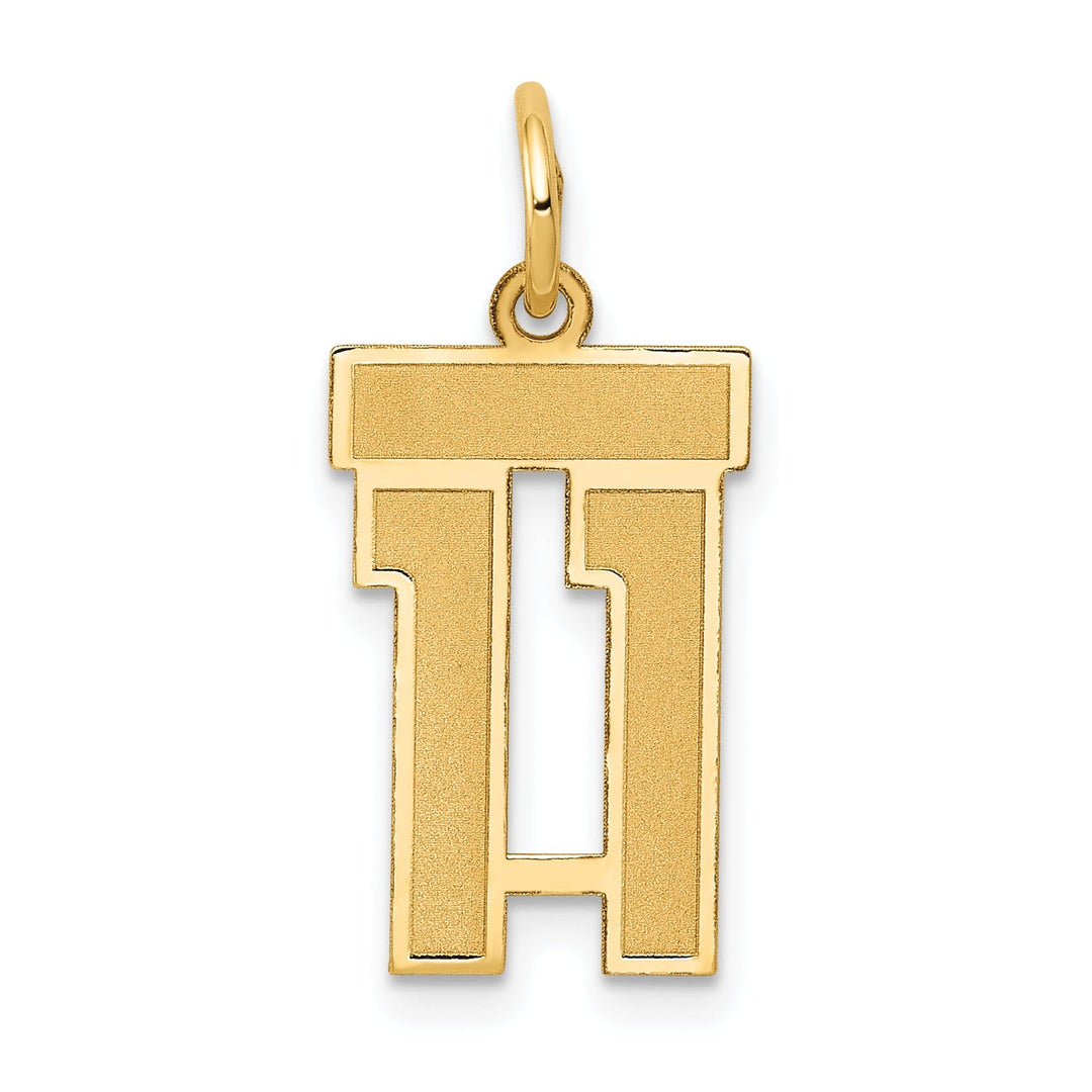 Lovely Rita's Pendants & Charms 14k Yellow Gold Satin Brush Finish Small Size Number 11 Charm Pendant