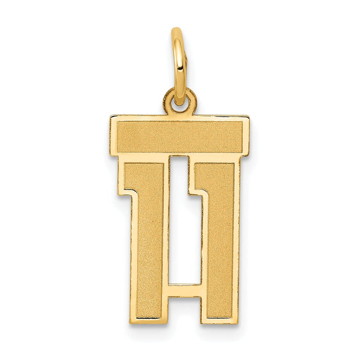 Lovely Rita's Pendants & Charms 14k Yellow Gold Satin Brush Finish Small Size Number 11 Charm Pendant