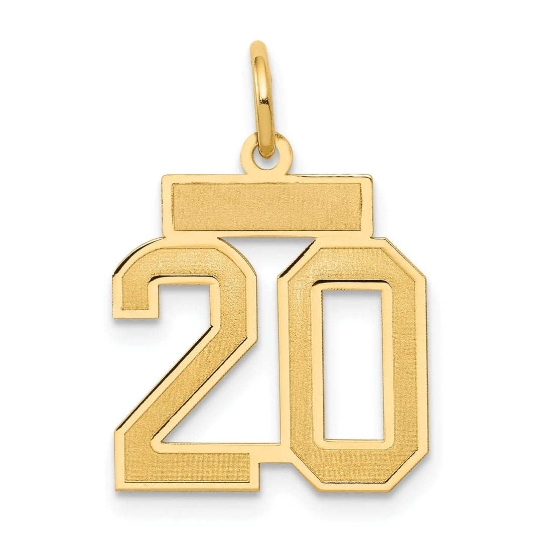 Lovely Rita's Pendants & Charms 14k Yellow Gold Satin Brush Finish Small Size Number 20 Charm Pendant