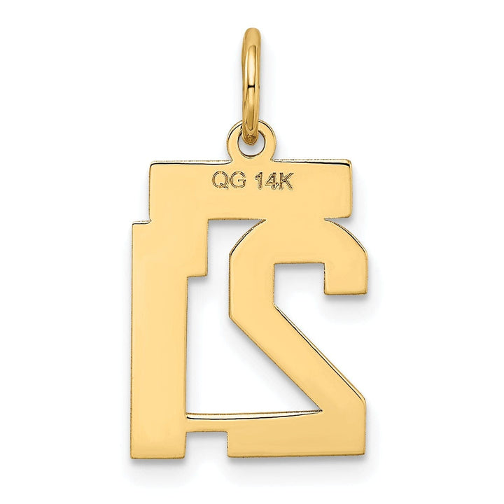 Lovely Rita's Pendants & Charms 14k Yellow Gold Satin Brush Finish Small Size Number 21 Charm Pendant