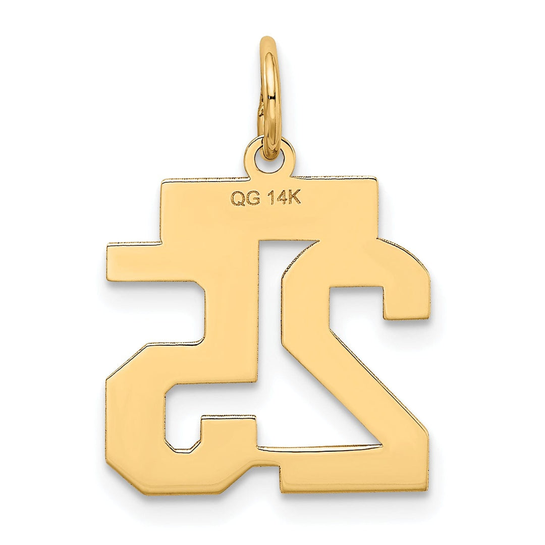 Lovely Rita's Pendants & Charms 14k Yellow Gold Satin Brush Finish Small Size Number 25 Charm Pendant