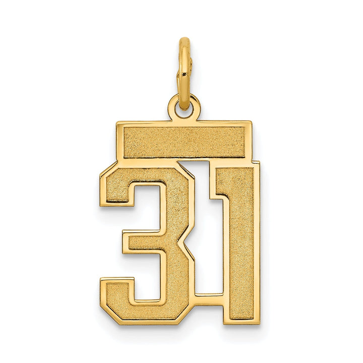Lovely Rita's Pendants & Charms 14k Yellow Gold Satin Brush Finish Small Size Number 31 Charm Pendant