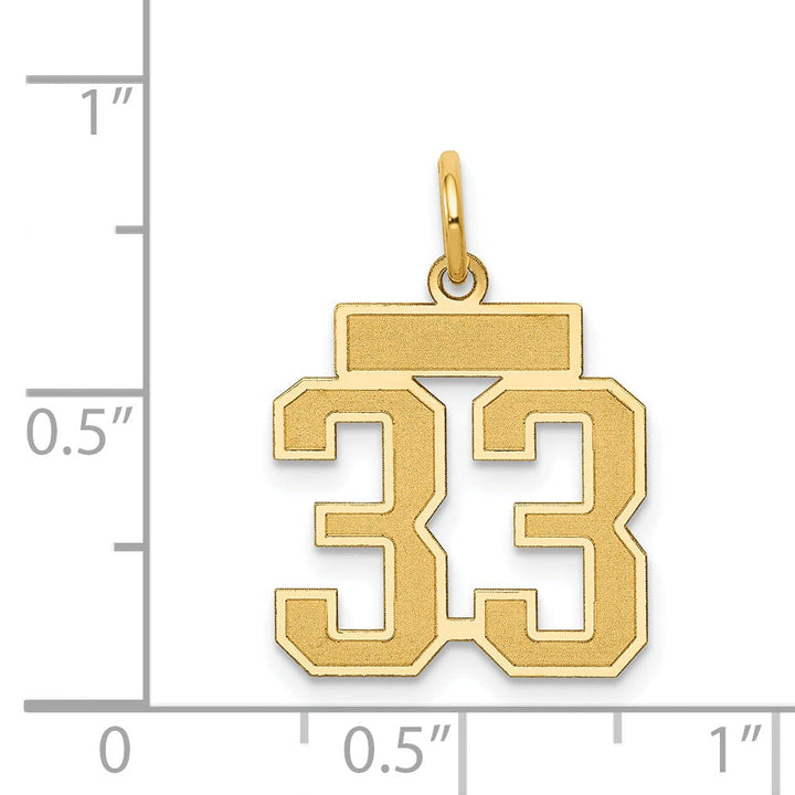 Lovely Rita's Pendants & Charms 14k Yellow Gold Satin Brush Finish Small Size Number 33 Charm Pendant
