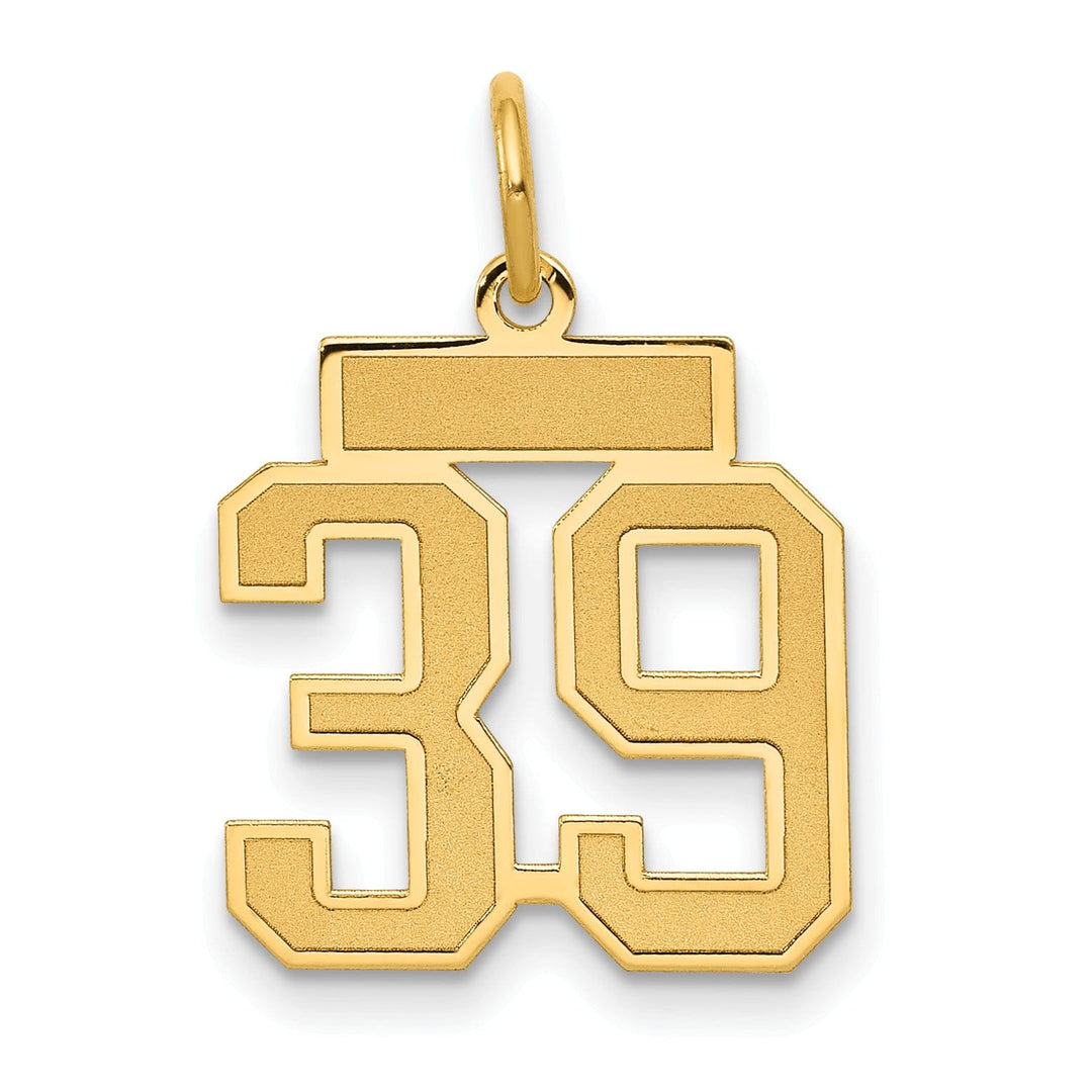 Lovely Rita's Pendants & Charms 14k Yellow Gold Satin Brush Finish Small Size Number 39 Charm Pendant