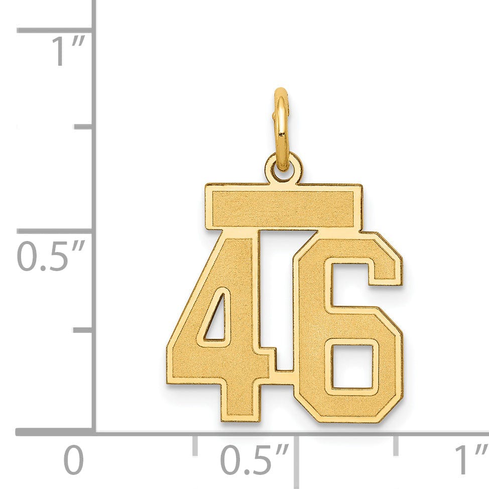 Lovely Rita's Pendants & Charms 14k Yellow Gold Satin Brush Finish Small Size Number 46 Charm Pendant