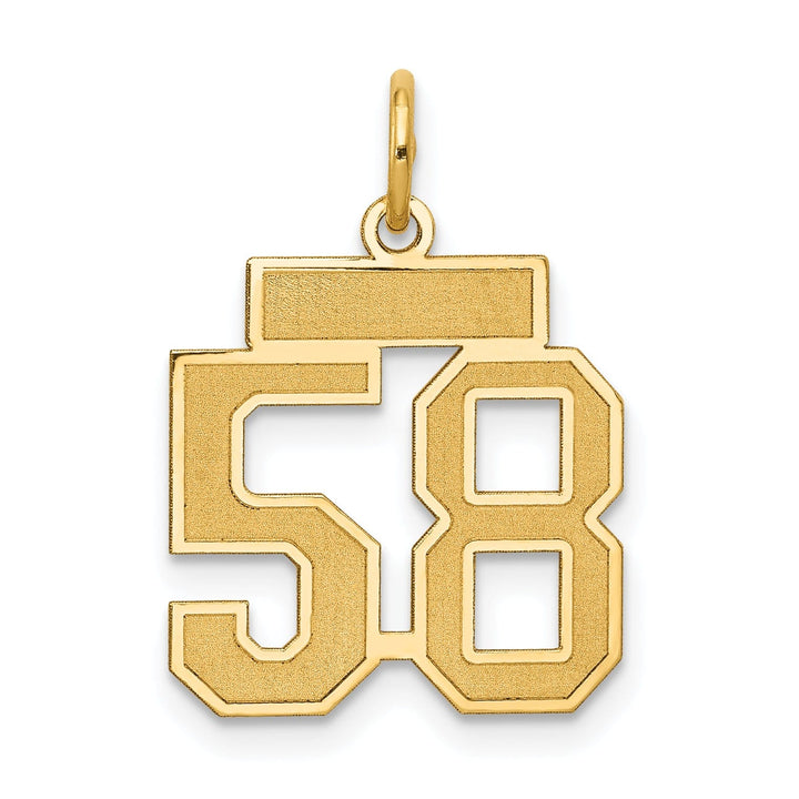 Lovely Rita's Pendants & Charms 14k Yellow Gold Satin Brush Finish Small Size Number 58 Charm Pendant