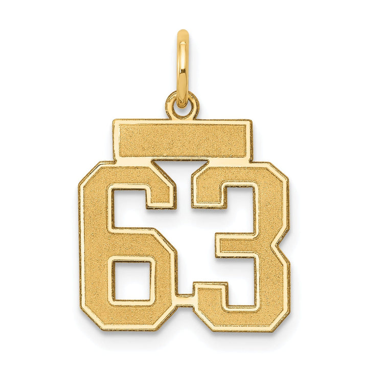Lovely Rita's Pendants & Charms 14k Yellow Gold Satin Brush Finish Small Size Number 63 Charm Pendant