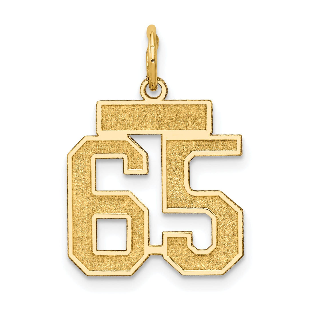 Lovely Rita's Pendants & Charms 14k Yellow Gold Satin Brush Finish Small Size Number 65 Charm Pendant