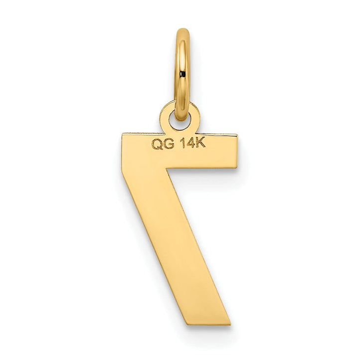 Lovely Rita's Pendants & Charms 14k Yellow Gold Satin Brush Finish Small Size Number 7 Charm Pendant