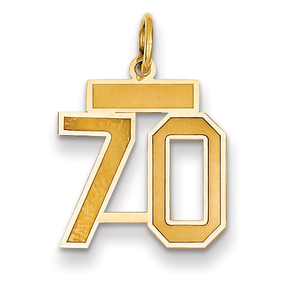 Lovely Rita's Pendants & Charms 14k Yellow Gold Satin Brush Finish Small Size Number 70 Charm Pendant