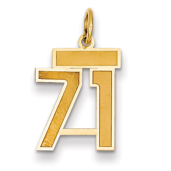 Lovely Rita's Pendants & Charms 14k Yellow Gold Satin Brush Finish Small Size Number 71 Charm Pendant