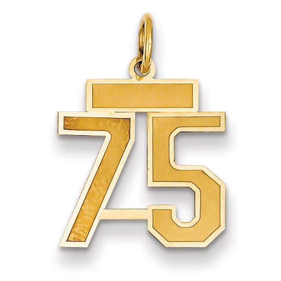 Lovely Rita's Pendants & Charms 14k Yellow Gold Satin Brush Finish Small Size Number 75 Charm Pendant
