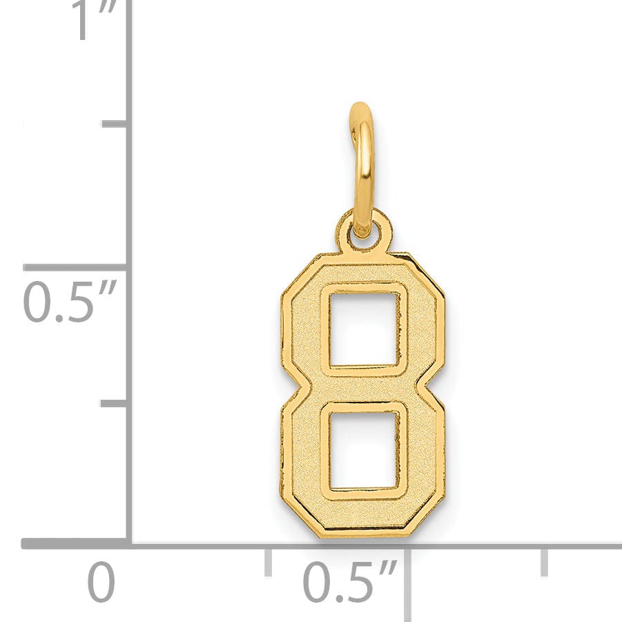 Lovely Rita's Pendants & Charms 14k Yellow Gold Satin Brush Finish Small Size Number 8 Charm Pendant