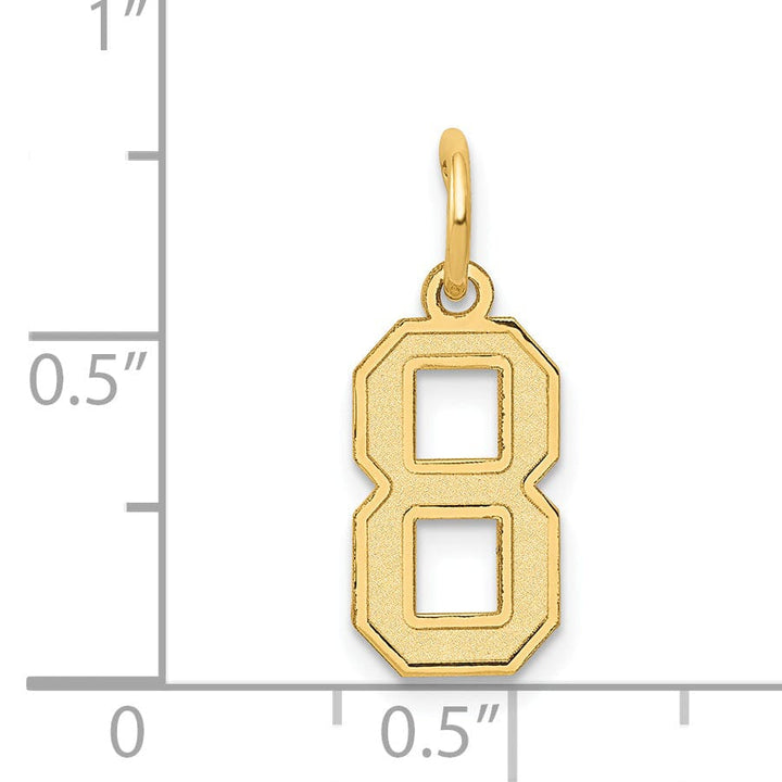 Lovely Rita's Pendants & Charms 14k Yellow Gold Satin Brush Finish Small Size Number 8 Charm Pendant