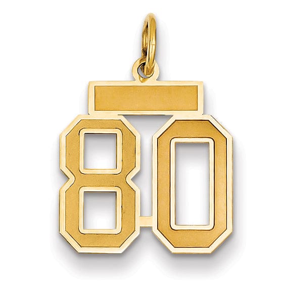 Lovely Rita's Pendants & Charms 14k Yellow Gold Satin Brush Finish Small Size Number 80 Charm Pendant