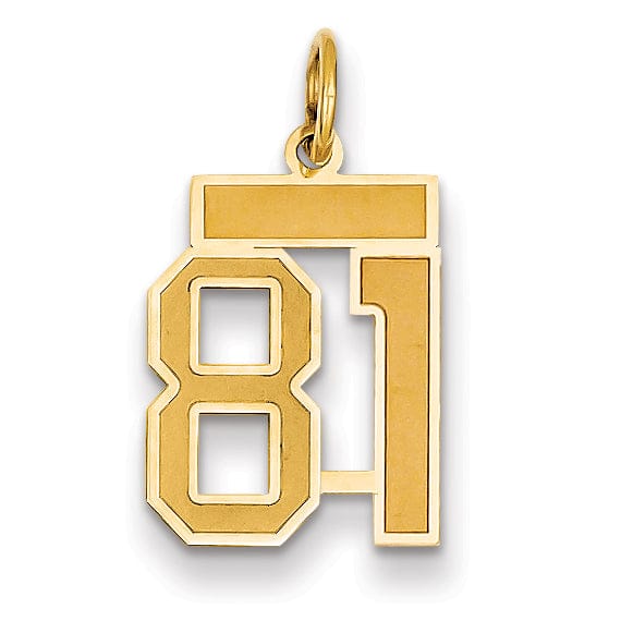 Lovely Rita's Pendants & Charms 14k Yellow Gold Satin Brush Finish Small Size Number 81 Charm Pendant