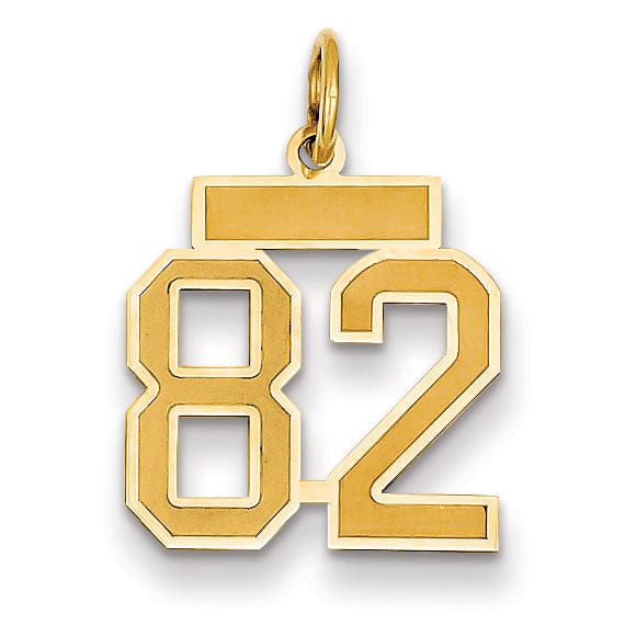 Lovely Rita's Pendants & Charms 14k Yellow Gold Satin Brush Finish Small Size Number 82 Charm Pendant