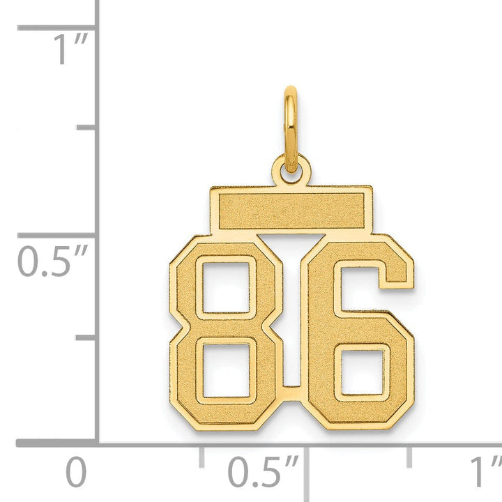 Lovely Rita's Pendants & Charms 14k Yellow Gold Satin Brush Finish Small Size Number 86 Charm Pendant