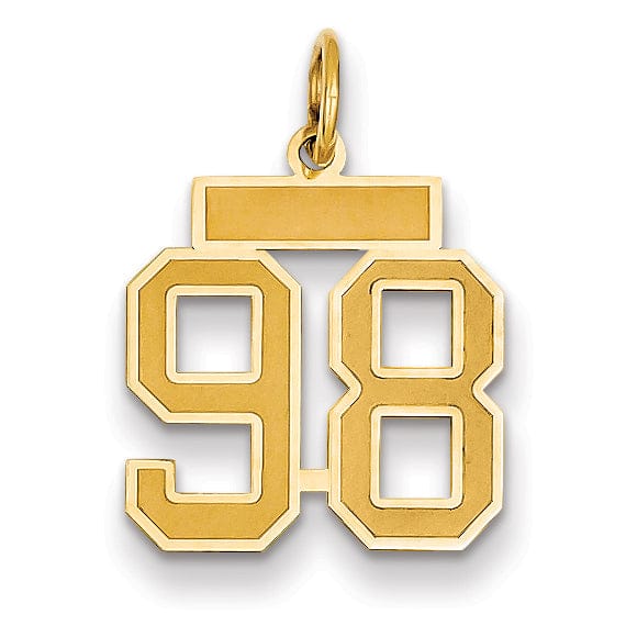 Lovely Rita's Pendants & Charms 14k Yellow Gold Satin Brush Finish Small Size Number 98 Charm Pendant