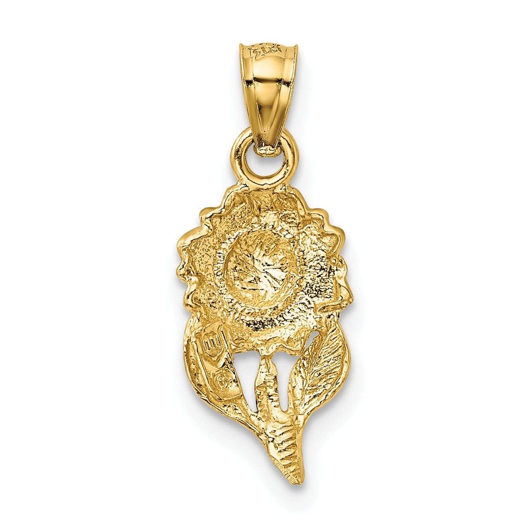 Lovely Rita's Pendants & Charms 14k Yellow Gold Satin Brushed Finish Casted Open Back Solid Diamond-cut Sunflower Charm Pendant