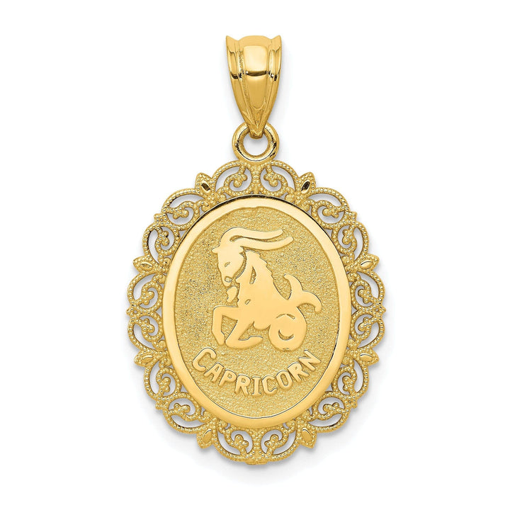 Lovely Rita's Pendants & Charms 14k Yellow Gold Satin Capricorn Zodiac Pendant