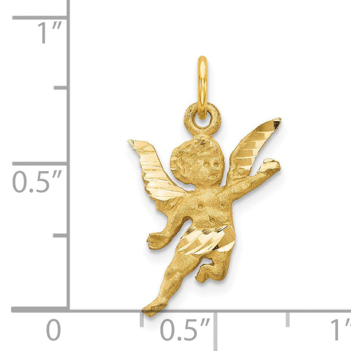 Lovely Rita's Pendants & Charms 14k Yellow Gold Satin D.C Finish Closed Back Solid Angel Pendant