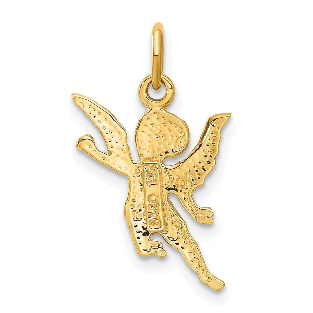 Lovely Rita's Pendants & Charms 14k Yellow Gold Satin D.C Finish Closed Back Solid Angel Pendant