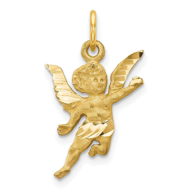 Lovely Rita's Pendants & Charms 14k Yellow Gold Satin D.C Finish Closed Back Solid Angel Pendant