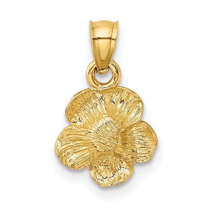 Lovely Rita's Pendants & Charms 14k Yellow Gold Satin D.C Solid Textured Brushed Finish Hibiscus Flower Pendant