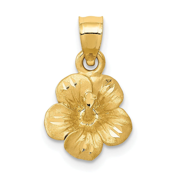 Lovely Rita's Pendants & Charms 14k Yellow Gold Satin D.C Solid Textured Brushed Finish Hibiscus Flower Pendant