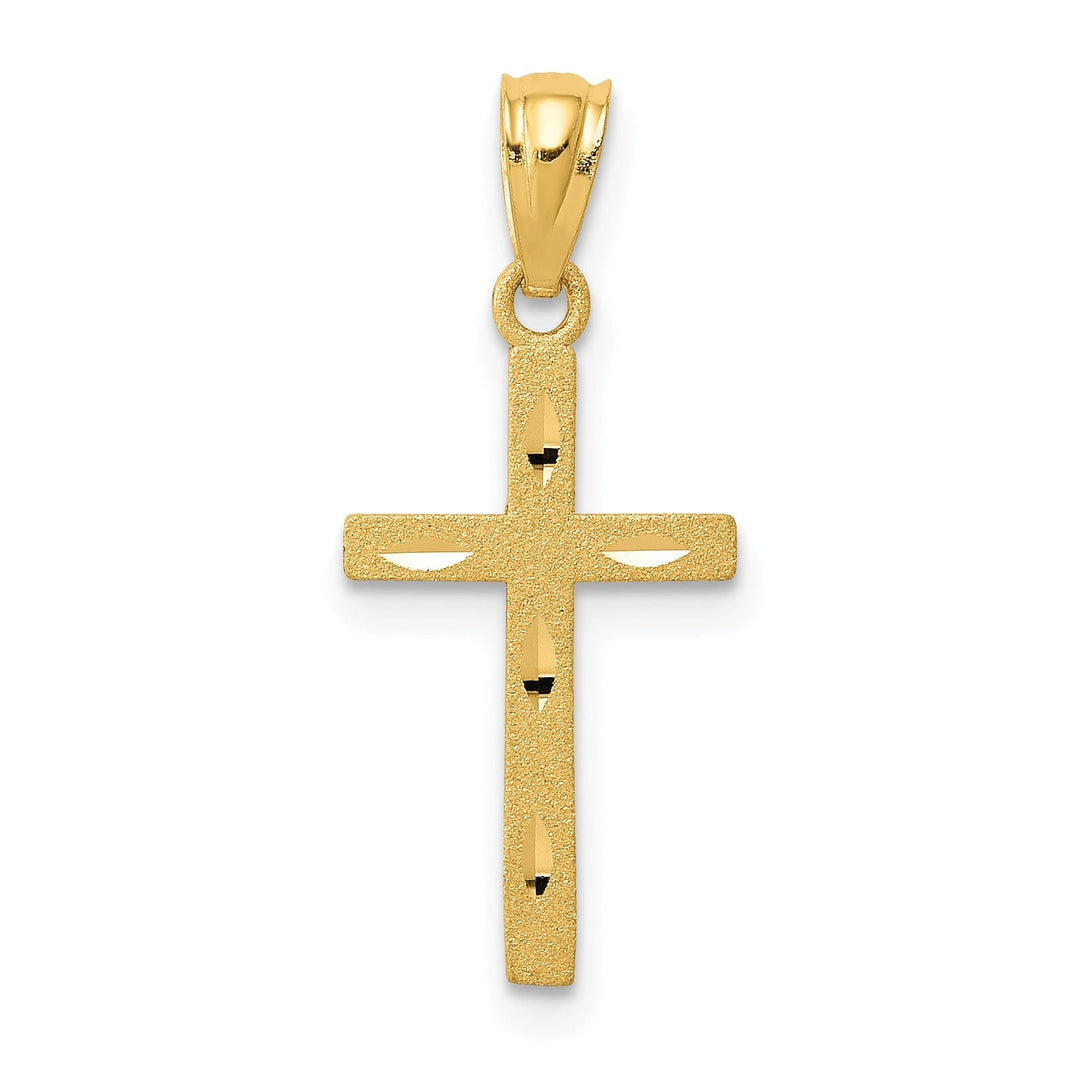 Lovely Rita's Pendants & Charms 14k Yellow Gold Satin Diamond Cut Cross Pendant