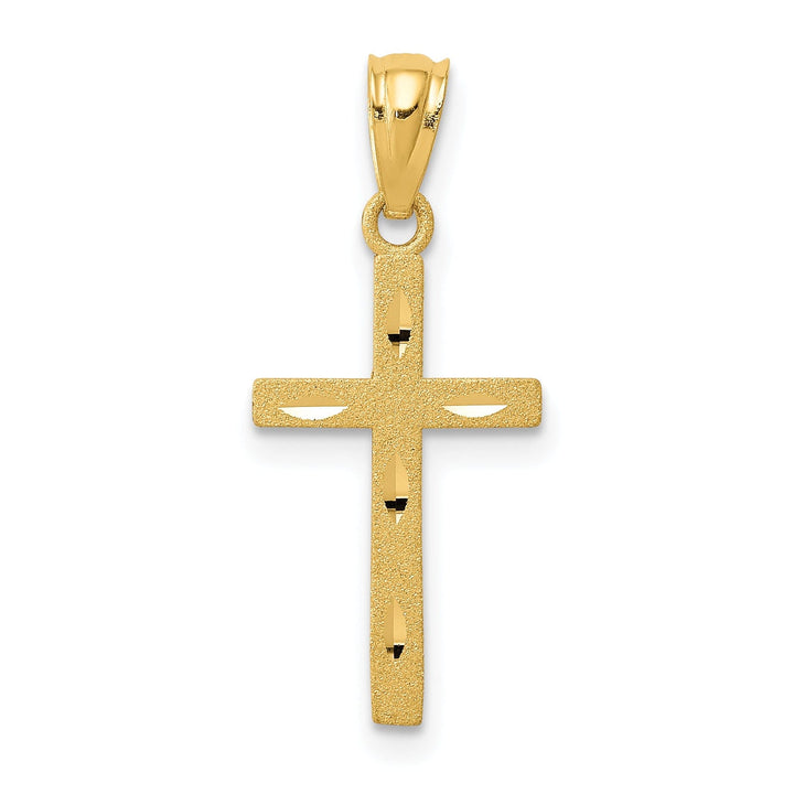 Lovely Rita's Pendants & Charms 14k Yellow Gold Satin Diamond Cut Cross Pendant