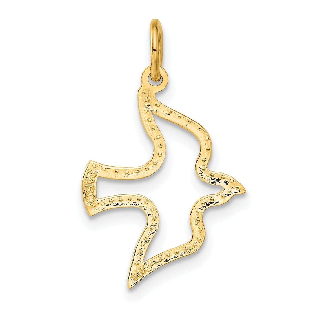 Lovely Rita's Pendants & Charms 14K Yellow Gold Satin Diamond Cut Finish Dove Dhape Design Pendant