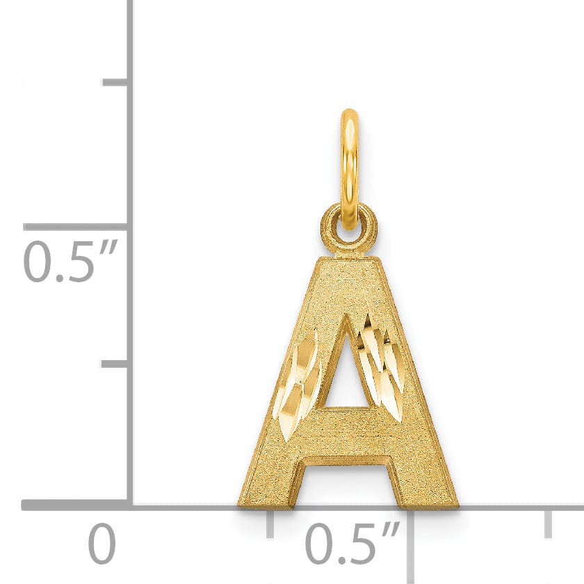 Lovely Rita's Pendants & Charms 14k Yellow Gold Satin Diamond Cut Finish Letter A Initial Charm Pendant