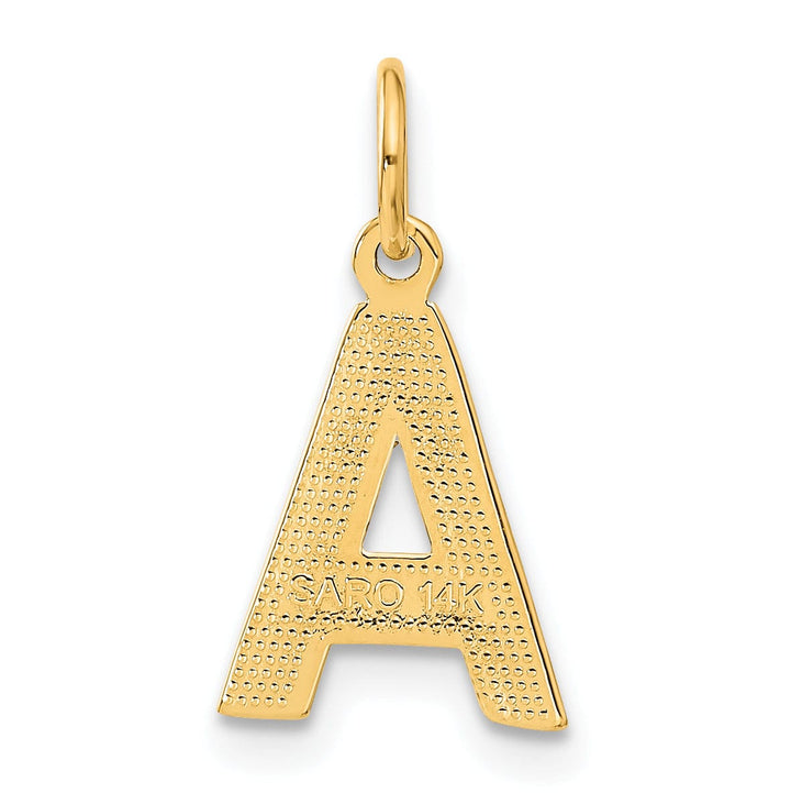 Lovely Rita's Pendants & Charms 14k Yellow Gold Satin Diamond Cut Finish Letter A Initial Charm Pendant