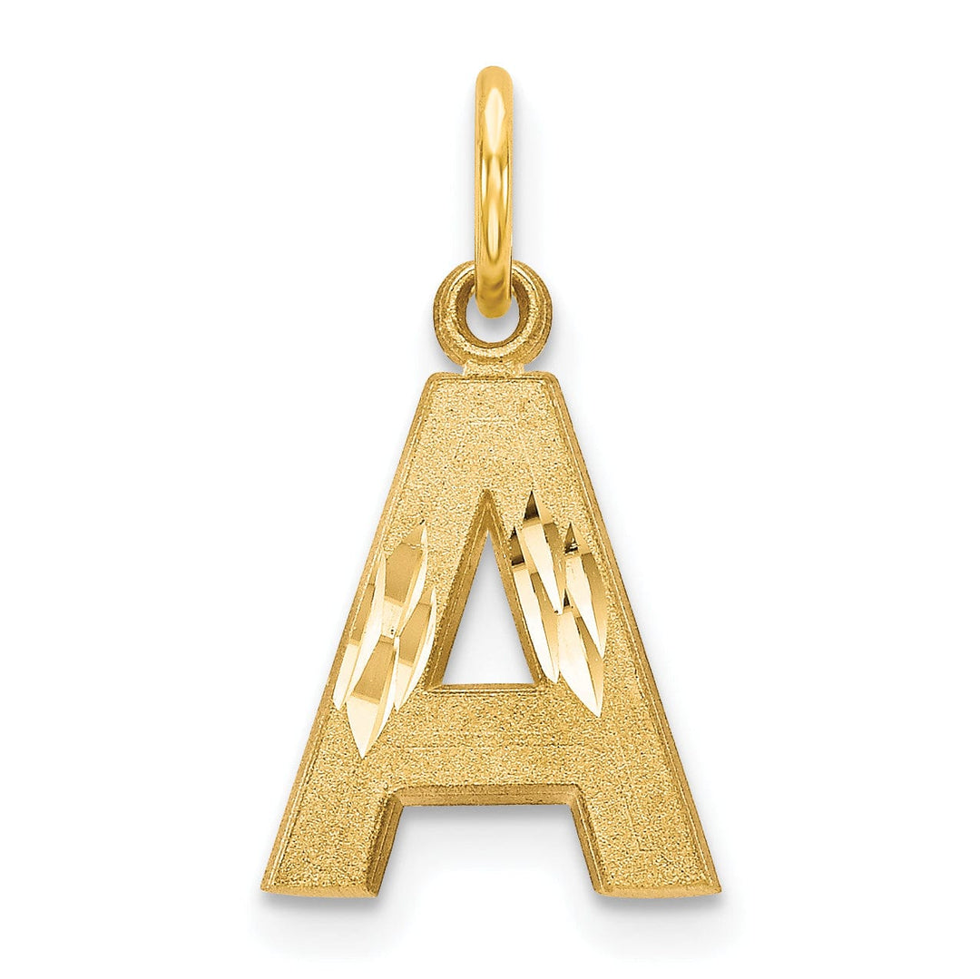 Lovely Rita's Pendants & Charms 14k Yellow Gold Satin Diamond Cut Finish Letter A Initial Charm Pendant