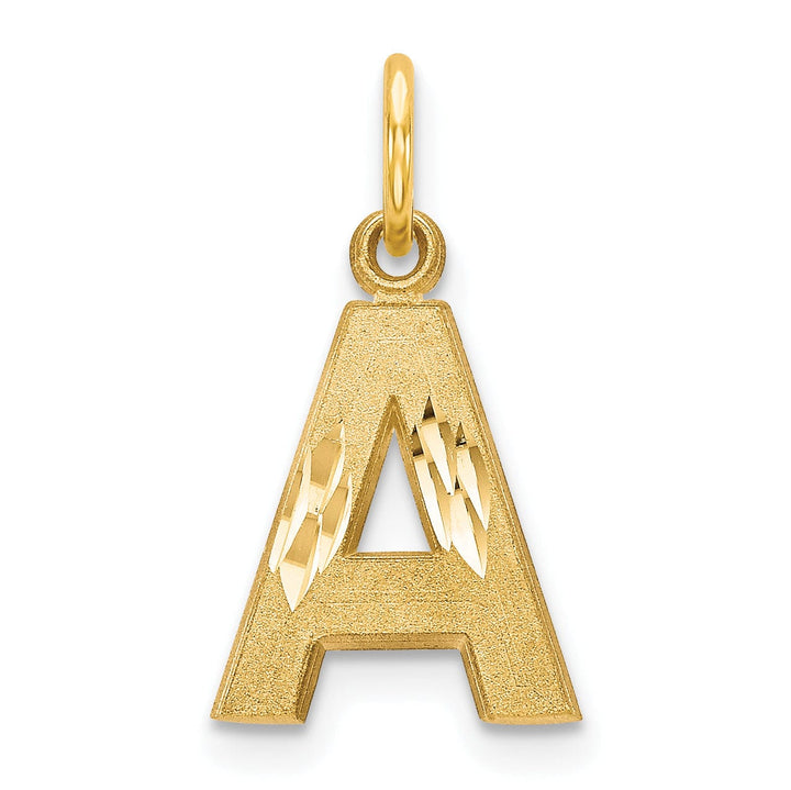 Lovely Rita's Pendants & Charms 14k Yellow Gold Satin Diamond Cut Finish Letter A Initial Charm Pendant