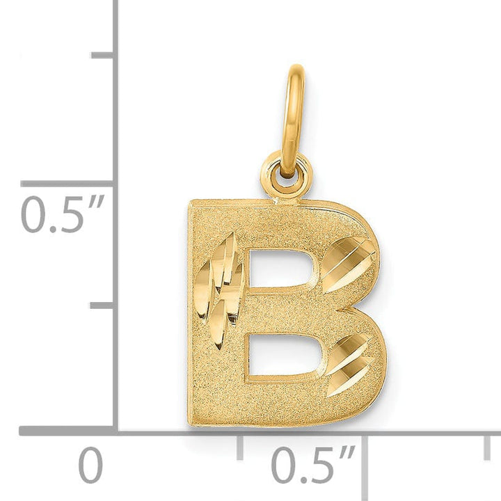 Lovely Rita's Pendants & Charms 14k Yellow Gold Satin Diamond Cut Finish Letter B Initial Charm Pendant