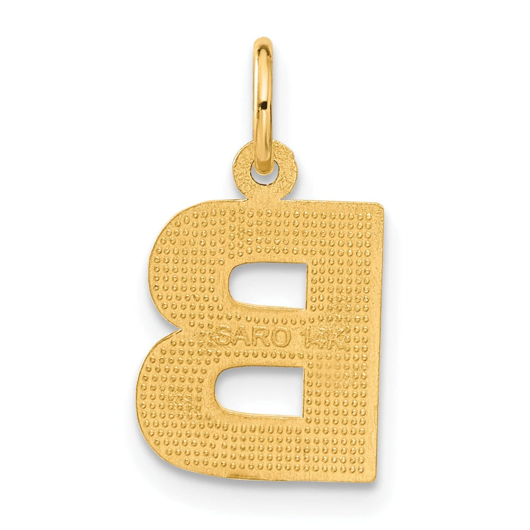 Lovely Rita's Pendants & Charms 14k Yellow Gold Satin Diamond Cut Finish Letter B Initial Charm Pendant