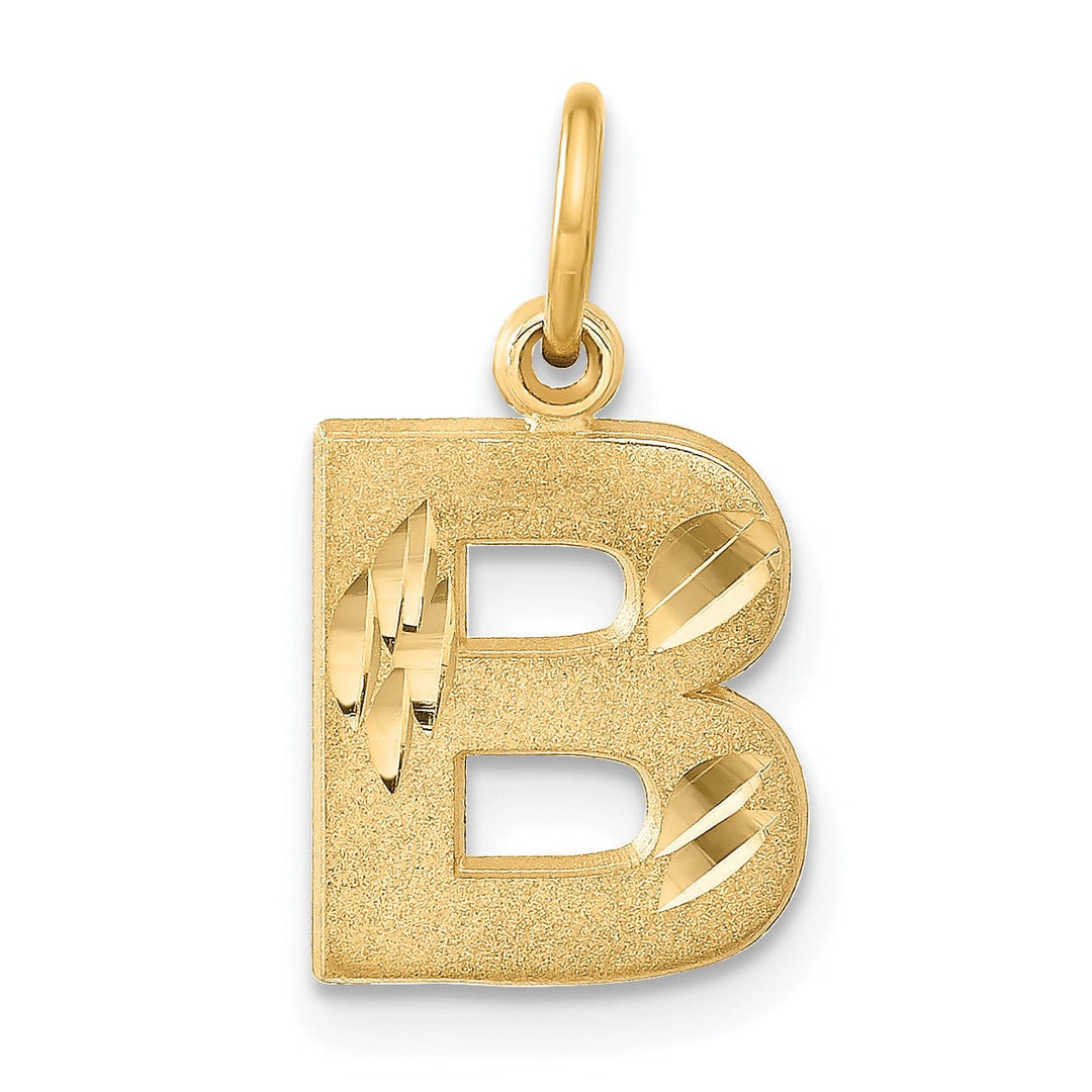 Lovely Rita's Pendants & Charms 14k Yellow Gold Satin Diamond Cut Finish Letter B Initial Charm Pendant