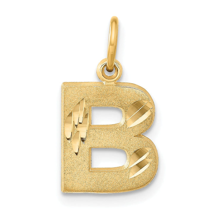 Lovely Rita's Pendants & Charms 14k Yellow Gold Satin Diamond Cut Finish Letter B Initial Charm Pendant