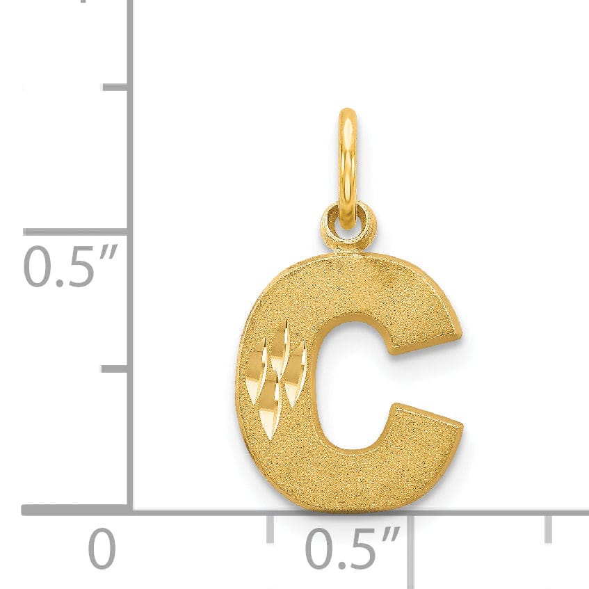 Lovely Rita's Pendants & Charms 14k Yellow Gold Satin Diamond Cut Finish Letter C Initial Charm Pendant