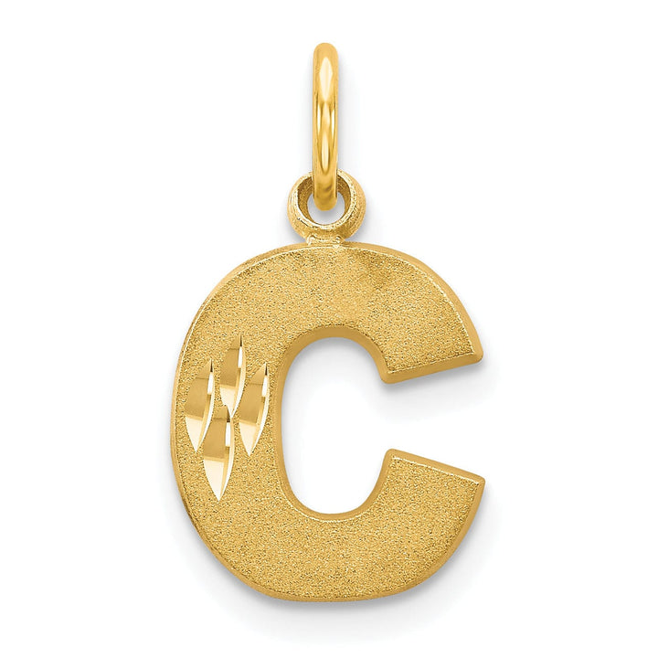 Lovely Rita's Pendants & Charms 14k Yellow Gold Satin Diamond Cut Finish Letter C Initial Charm Pendant