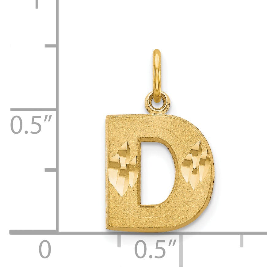 Lovely Rita's Pendants & Charms 14k Yellow Gold Satin Diamond Cut Finish Letter D Initial Charm Pendant